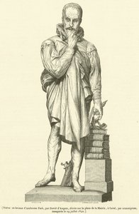 Spiżowa statua Ambroise Pare (rycina) autorstwa French School