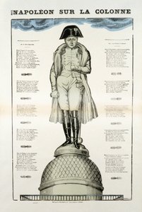 Pomnik Napoleona I Bonaparte (1769-1821) na kolumnie Vendome w Paryżu. Obraz Epinal autorstwa French School