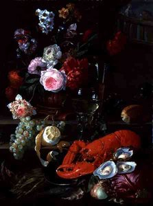 Martwa natura z homarem, ok. 1700 (olej na płótnie) autorstwa French School