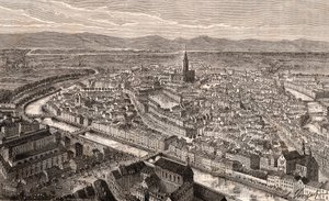 Strasburg - Bas-Rhin, w Alzacji - rycina w „La France illustrée: geography, history, statistic management” autorstwa V.A. Malt-Browna. 1884 autorstwa French School