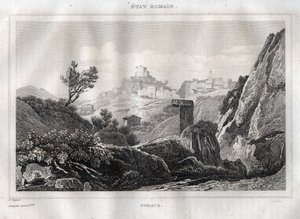 Subiaco Lazio w Metropolii Rzymu - Grawer z „” Malownicze Włochy”” autorstwa M. de Norvins, Ch. Nodier 1834-1836. autorstwa French School