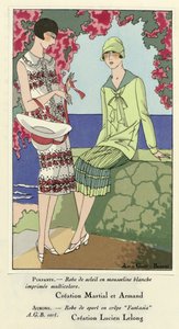 Sundress and Sports Dress, z Art-Gout-Beaute, wyd. 1924 (pochoir Print) autorstwa French School