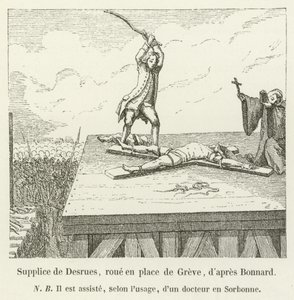 Torment of Desrues, koło na Place de Greve, wg Bonnarda autorstwa French School