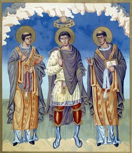 Symboliczna koronacja księcia franka w otoczeniu zakonników. Ilustracja zaczerpnięta z „Francji w IX wieku”. autorstwa French School