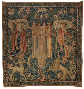 Gobelin, Sibylla Hellespontica i Frygia (jeden z zestawu sześciu Sybilli, składającego się z 46.134 do 46.139) zwany „The Rothamsted Tapestries”, wykonany we Flandrii, Tournai lub Brukseli, Belgia, ok. 1530 r. (wełna) autorstwa French School