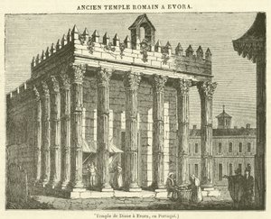 Temple de Diane a Evora, en Portugalia (grawerowanie) autorstwa French School