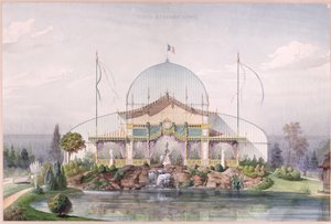 Namiot i Wielka Szklarnia w Ogrodzie Wystawy Powszechnej w Paryżu 1867 (akwarela na papierze) autorstwa French School