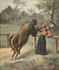 Straszny kopniak, ilustracja z Le Petit Journal: dodatek illustre, 3 lipca 1898 r. autorstwa French School