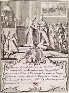 Wyrzeczenie Henryka IV (1553-1610) w St. Denis, lipiec 1593 autorstwa French School