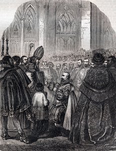 Wyrzeczenie Henryka IV króla Francji w Saint Denis 25 lipca autorstwa French School