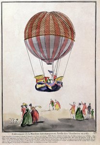 Wejście na aerostat w Jardin des Tuileries, 1 grudnia 1783 (pióro i atrament i toaleta na papierze) autorstwa French School