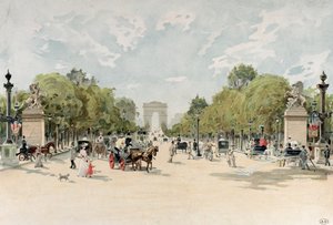 Avenue des Champs-Elysees, ok. 1895 (wc na papierze) autorstwa French School