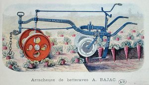Bajac Maszyna do podnoszenia buraków, ok. 1900 (kolor grawerowany) autorstwa French School