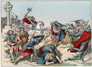 Bitwa pod Poitiers 25 października 732 wygrana przez Karola Martela - Bitwa pod Poitiers 25 października 732 wygrana przez Karola Martela (688-741) - Rycina z końca XIX wieku w „” Nos Gires Nationales - Images et recits ”” autorstwa French School