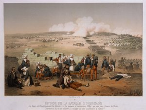 Bitwa pod Inkermanem 5 listopada 1854 r., z Wojna na Krymie, wyd. Lemercier et Cie, Paryż, 1856 autorstwa French School