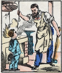 Kowal. Grawerowanie w „”La chanson des metier””. Obrazowanie epinal, koniec XIX wieku. Prywatna kolekcja autorstwa French School