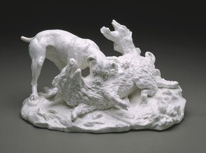 Polowanie na Dzika, ok.1751 (porcelana z miękkiej pasty) autorstwa French School