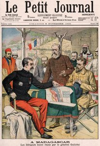 Delegacja burska przyjęta przez generała Josepha Simona Gallieniego (1849-1916) na Madagaskarze, okładka kolorowego dodatku Le Petit Journal nr 625, 9 listopada 1902 autorstwa French School