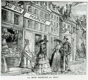 Sklep Bon Marché przy rue du Bac, Paryż w 1847 r. autorstwa French School