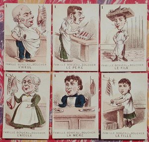 Rodzina rzeźników z „Jeu des Sept Familles” (kolor lito) autorstwa French School