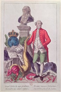 Zew Jacquesa Neckera (1732-1804) 16 lipca 1789 (kolorowy grawerunek) autorstwa French School