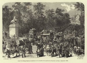 Pola Elizejskie dzień po otrzymaniu wiadomości o marszu pruskim na Paryż, wrzesień 1870 autorstwa French School