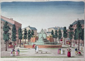Fontanna Chateau dEau na Boulevard du Temple, Paryż (kolor grawerowany) autorstwa French School