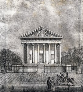 Kościół Madeleine - "Alphabet Picturesque des Monumens de Paris" ok. 1840 r. (rycina) autorstwa French School