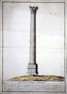 Kolumna Pompejów w Aleksandrii, ok. 1700 (pióro i atrament oraz akwarela na papierze) autorstwa French School