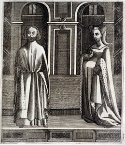 Hrabia Poitiers i Toulouse Alphonse (1220-1271) i jego żona Jeanne (córka Raymonda VII) (1220-1271) - w „Histoire des counts de Toulouse” Guillaume de Catel, Tuluza autorstwa French School