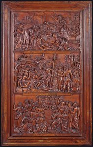 Credo, Panel II: Zejście z Krzyża, Złożenie do Grobu, Zmartwychwstanie i Zejście do Otchłani i Wniebowstąpienia, 1587 (drewno) (patrz także 414036, 4140389)