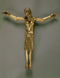 Chrystus Ukrzyżowany, Francuzi, II poł. XII w. (brąz złocony) autorstwa French School