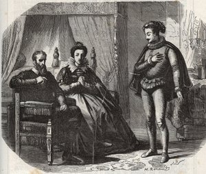 Księżna Kleve Maria von Julich Księżna Juliers i Berg (1491-1543) dowiaduje się o rozwiązaniu małżeństwa jej córki Anny z Kleve (1515-1557) z królem Anglii Henrykiem VIII (1491-1547). ) w 1540 r. Rycina z 1871 r. w „Hist autorstwa French School