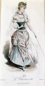 Wróżka Elektryczności, kostium na bal przebierańców z baterią, ok.1885 autorstwa French School