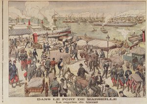 Koniec strajku w Marsylii, ilustracja z Le Petit Journal, 23 października 1904 autorstwa French School