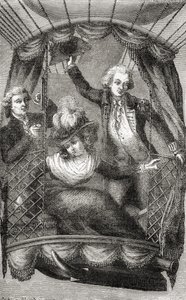 Pierwsze wejście balonem w Anglii, 15 września 1784, z „Wonderful Balloon Ascents or the Conquest of the Skies”, autorstwa Fulgence Marion, opublikowanej w ok. 1870 r. (lito) autorstwa French School