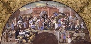 Targ Rybny w Les Halles, ok. 1660 autorstwa French School