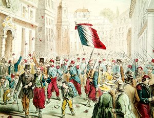 Francuzi wkraczający do Genui w 1859 r. (kolor grawerowany) autorstwa French School