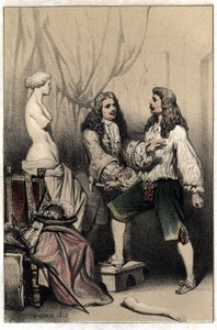 Francuski rzeźbiarz Pierre Puget (1620-1694) zdarzyło się, że złamał swoją Wenus zgodnie z mierną propozycją zaproponowaną przez jego sponsora. Tabliczka zaczerpnięta z dwukolorowego graweru Valerio „Sceny de la vie d