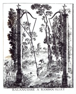 Huśtawka ogrodowa w Rambouillet, z Details des Nouveaux Jardins a la Mode autorstwa George