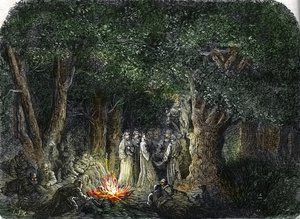 Galowie i ich kapłani lub Druidzi (rycina) 1864 autorstwa French School