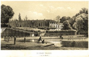 Grand Trianon, widziany z kanału w Wersalu w 1857 roku. autorstwa French School