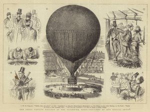 Wielki balon w niewoli w Tuileries, Paryż (rycina) autorstwa French School