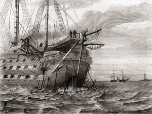 HMS Agamemnon układa transatlantycki kabel telegraficzny, 2 sierpnia autorstwa French School
