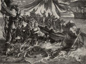 Incydent „Le Vengeur”, 1 czerwca 1794, z „Histoire de la Revolution Francaise” Louisa Blanca (1811-82) autorstwa French School