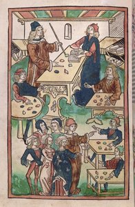 Sklep jubilerski, 1491 (kolorowy drzeworyt) autorstwa French School