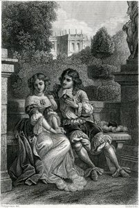 Król Francji Ludwik XIV w szarmanckim towarzystwie Mademoiselle de la Vallière autorstwa French School