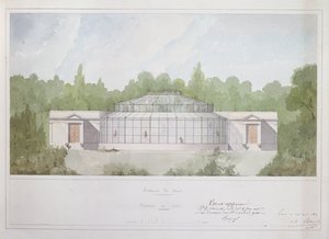 Małpi dom w Jardin des Plantes w Paryżu, 1835 (atrament i toaleta na papierze) autorstwa French School