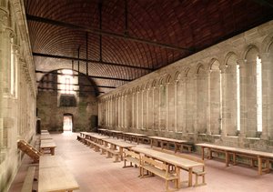 Refektarz Mnichów, widok wnętrza opactwa, 1217 autorstwa French School