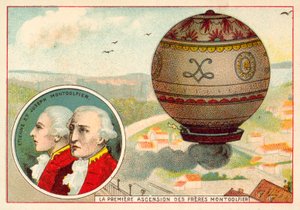 Pierwsze wejście balonem braci Montgolfier autorstwa French School